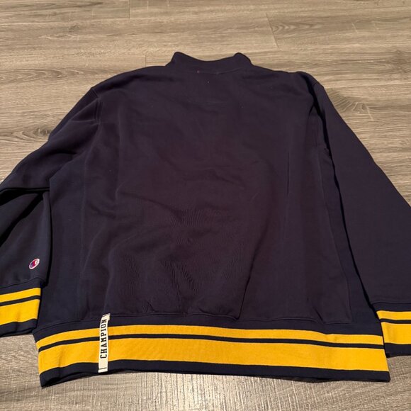 NWT Champion Phys Ed Football Mock Neck Sweatshirt Navy Gold Retro Men Size XL - Picture 5 of 5